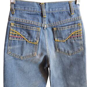 boys 8 20x22 Vintage Blue Denim Straight-Leg Jeans Frayed Back Pocket Stitching